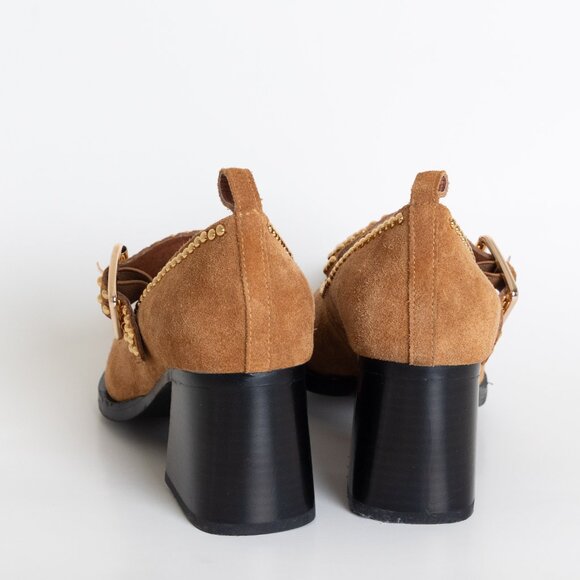 Jeffrey Campbell x Free People Walk On By Heels Studded Brown Suede Leather - Picture 7 of 16